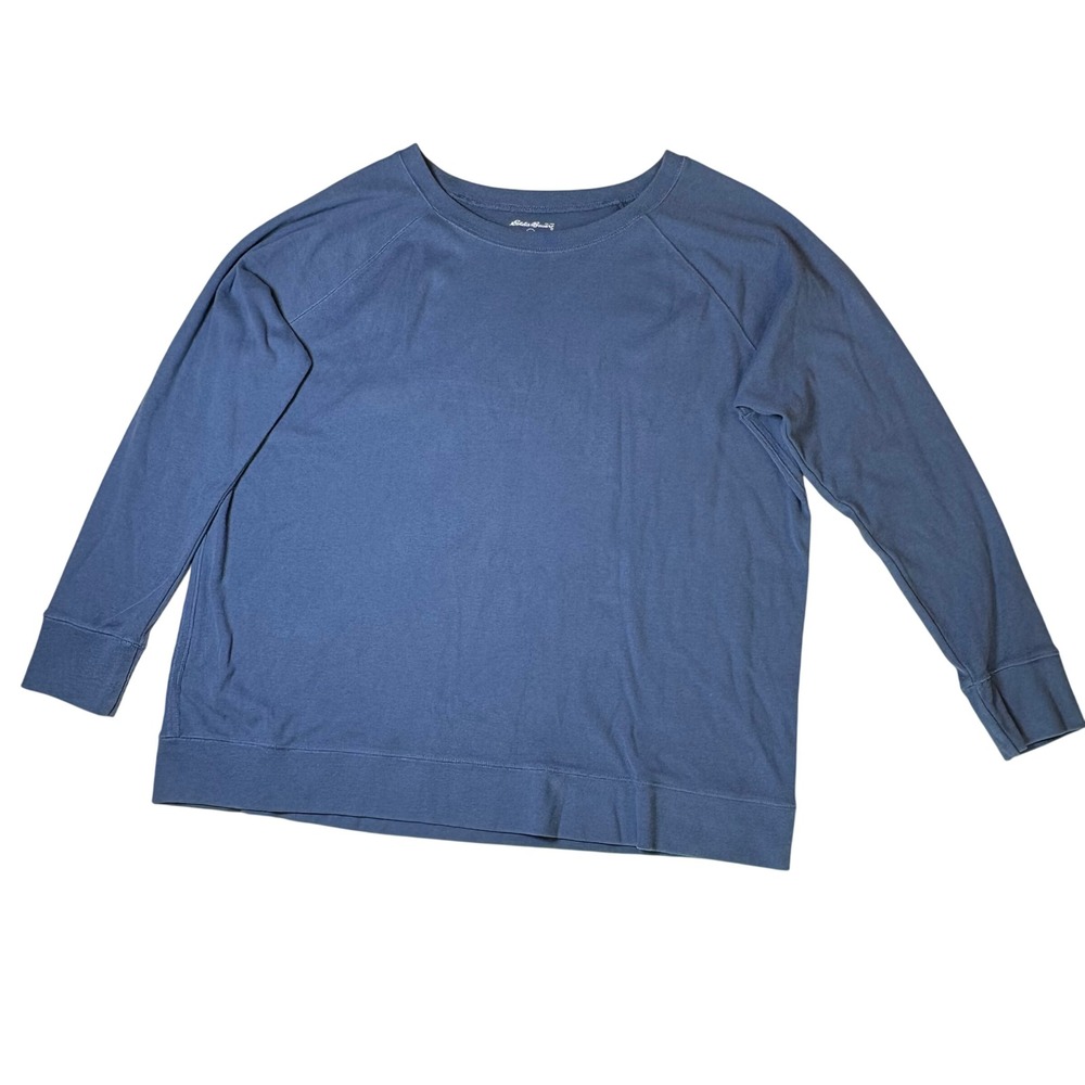 Eddie Bauer Mens XXL Blue Long Sleeve Crewneck Raglan Sweatshirt Pullover - Picture 1 of 7